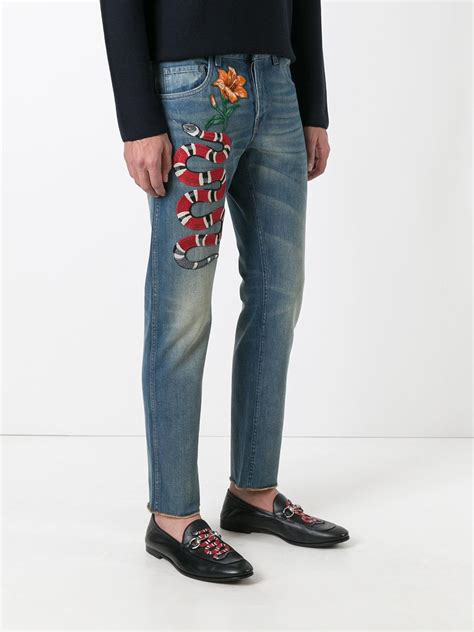 do gucci mens jeans fit small|Gucci embroidered jeans men.